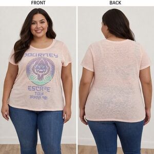 Torrid Size 1 (14/16) Journey Graphic Tee – Pink Vintage Wash Band Shirt
